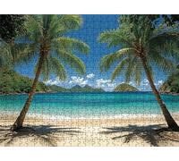 Beach Coconut Trees Puzzle - 5000 Piece Jigsaw Puzzles for Adults - The Back Features Printed Letter Guides - and The Pieces fit Together Snugly - Wooden Puzzles for Adults 61.6 X 41.5 Inch s7h-135