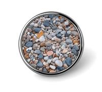 Beach Colored Pebbles Badges Circle with Button Design, Personalized Picture Pin Brooches, Round Badge Holders for Decorate Hat Shirt Clothing Bag Accessories