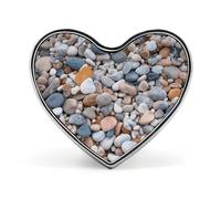 Beach Colored Pebbles Badges Heart with Button Design, Personalized Picture Pin Brooches, Heart Badge Holders for Decorate Hat Shirt Clothing Bag Accessories
