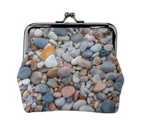 Beach Colored Pebbles Coin Purse for Women Men, Small PU Leather Change Purse, Fashion Coin Wallet Clutch with Kiss Lock, Vintage Coin Pouch for Daily Life, Cars, Travel, Party