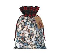 Beach Colored Pebbles Print Christmas Candy Bags,Holiday Party Color-Blocked Drawstring Bags,Drawstring Snack Bags