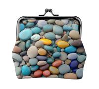Beach Colored Pebbles print Coin Purse Small Change Purse Card Holder Coin Pouch Small Wallet for Women and Men, Black, One Size, Vintage
