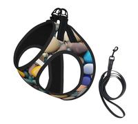 Beach Colored Pebbles print Dog Harness and Leash Set, Reflective Adjustable Puppy Vest for Small Medium Large Dogs, Cats