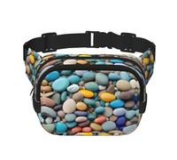 Beach Colored Pebbles print Fanny Pack Waist Packs with Extender for Men Women, Waist Bag Hip Pack with Zipper Pockets, Black, One Size