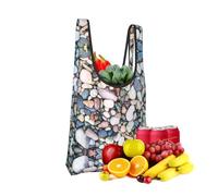 Beach Colored Pebbles Print Foldable Reusable Grocery Bag Lightweight Shopping Tote for Groceries Travel Beach Eco-Friendly Compact Adventure Tote