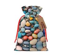 Beach Colored Pebbles Print Stylish Drawstring Pouches,Reusable Drawstring Gift Bags,Perfect For Holiday And Party