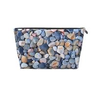 Beach Colored Pebbles Printed Travel Cosmetic Bags with Silver Zipper Makeup Organizer Cosmetic Case Toiletry Bag for Women Mom Girls