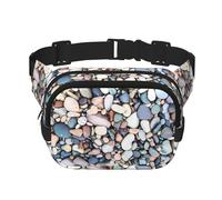 Beach Colored Pebbles Unisex Adjustable Waist Square Double Layer Waist Pack for Outdoor Activities Travelling Running Hiking