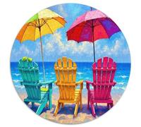 Beach Colorful Chairs Jigsaw Puzzle for Adults 1000 Piece Jigsaw Puzzle Paper Relaxation Umbrella 1000pcs (67.5x67.5cm)