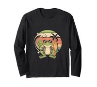 Beach Cool Surfing Frog Summer Retro Long Sleeve T-Shirt