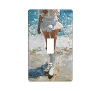 Beach Cowgirls Light Switch Cover Plates/Outlet Covers, White Cowboy Boots and Waves, Summer Coastal Home Decor, Thermoplastic Wall Plates, Standard Size Single Toggle