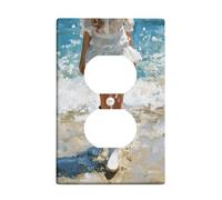 Beach Cowgirls Light Switch Cover Plates/Outlet Covers, White Cowboy Boots and Waves, Summer Coastal Home Decor, Thermoplastic Wall Plates, Standard Size Single Duplex Outlet