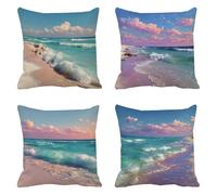 Beach Cushion Covers 18x18in Garden Outdoor Cushions Waterproof Sky Pillow Case Sofa Cushions for Outdoor Furniture Velvet Cushion Pads Large Bed Pillows Covers Set of 4 Invisible Zipper g-10156