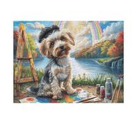 Beach Cute Dog 500 Pc Classic Jigsaw Puzzle Animal Pet Wildlife Puzzle for Adults Hard Challenging Hobby Home Decor Poster Eco Friendly Material 500 PCS