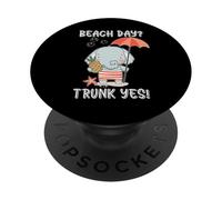 Beach Day Trunk Yes Funny Cute Elephant Summer Pun PopSockets Adhesive PopGrip