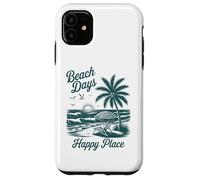 Beach Days Happy Place Retro Tropical Sunset Palm Tree Ocean Case for iPhone 11