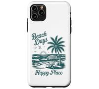 Beach Days Happy Place Retro Tropical Sunset Palm Tree Ocean Case for iPhone 11 Pro Max
