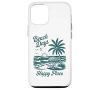 Beach Days Happy Place Retro Tropical Sunset Palm Tree Ocean Case for iPhone 12/12 Pro