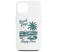 Beach Days Happy Place Retro Tropical Sunset Palm Tree Ocean Case for iPhone 13