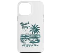 Beach Days Happy Place Retro Tropical Sunset Palm Tree Ocean Case for iPhone 13 Pro Max