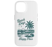 Beach Days Happy Place Retro Tropical Sunset Palm Tree Ocean Case for iPhone 14