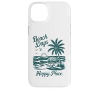 Beach Days Happy Place Retro Tropical Sunset Palm Tree Ocean Case for iPhone 14 Plus