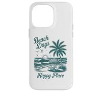 Beach Days Happy Place Retro Tropical Sunset Palm Tree Ocean Case for iPhone 14 Pro Max