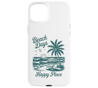 Beach Days Happy Place Retro Tropical Sunset Palm Tree Ocean Case for iPhone 15 Plus
