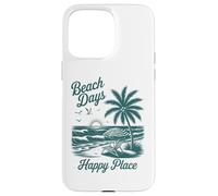 Beach Days Happy Place Retro Tropical Sunset Palm Tree Ocean Case for iPhone 15 Pro Max