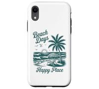 Beach Days Happy Place Retro Tropical Sunset Palm Tree Ocean Case for iPhone XR