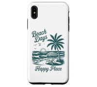 Beach Days Happy Place Retro Tropical Sunset Palm Tree Ocean Case for iPhone XS Max