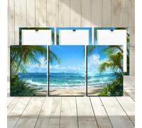 Beach Decor Canvas Wall Art - 3 Panel Sea Wave Sunset Poster Canvas Print Home Office Decorations for Living Room Seascape Modern Artwork Ocean Framed Painting Pictures for Bedroom 12''x16''