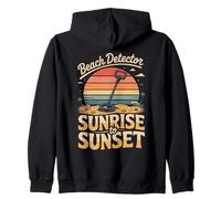 Beach Detector Sunrise to Sunset Metal Detecting Zip Hoodie