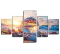 Beach Diamond Art 5D Diamond Painting Crystal Ball 5 Pack DIY Crystal Art Kits for Adults Full Square Drill Gems Arts and Crafts for Adults Mosaic Kit for Home Wall Decor, 60x120in/300x150cm, Model852