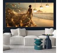 Beach Diamond Art 70x150cm Large Diamond Painting Beauty Crystal Art Painting Kits Adults, Full Square Drill Crystal Embroidery Gem Rhinestone Cross Stitch Pictures Crafts,Decor Gifts for Women y-w529