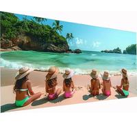 Beach Diamond Art Kits Adults, Large 120x40 Inch 5D Diamond Painting for Beginners Landscape, DIY Full Drill Cross Stitch Embroidery Crystal Art, Crafts and Painting for Home Wall Decor Gifts 3-2442