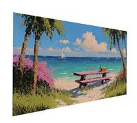 Beach Diamond Art Kits Adults Sea View Diamond Painting, Crystal Art Kits for Adults 40 x 80 Inches, Full Drill Painting by Numbers, Rhinestone Cross Stitch Embroidery Crafts,Room Decor Gifts JXL-8459