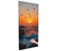 Beach Diamond Art Kits Adults, Sunset Diamond Painting Kit with Square Full Drill, 5D DIY Crystal Art, Cross Stitch Painting Set for Christmas Gifts and Autumn Decorations, Room Decor 250x100cm B-69