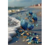 Beach Diamond Art Kits for Adults,5D Butterfly Diamond Painting Kits for Beginners, Crystal Art Crafts for Adults, DIY Full Drill Painting Dimond for Room Decor, Gifts for Women 36x48inch -TL58JL
