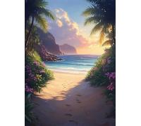 Beach Diamond Art Ocean Diamond Painting Kits for Adults Beginner 5D DIY Full Square Drill Cross Stitch Kits for Adults Arts and Crafts for Bedroom Decor, Room Decor, Gifts 30 * 40CM -bby25076O1C0H
