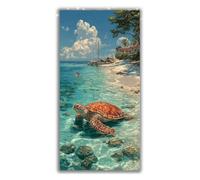 Beach Diamond Painting Turtle Diamond Art Kits Adults, 5D DIY Large Full Drill Rhinestone Crystal Gem Art Cross Stitch Kits for Adults for Beginner Home Wall Decor, Gifts for Women 30x60cm P1-891