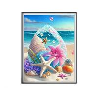 Beach Diamonds Painting Kits for Adults 12x16 In, DIY Full Round Drill Seashell Paint by Diamonds, Seaside Diamonds Painting Kits, 5D Seashell Diamond Art Kits for Beginners (HQ002 1set)