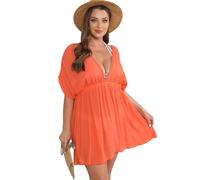 Beach Dresses for Women Bikini Beach Cover Up Dress Coverups Swimwear Cover Ups for Women Beachwear Swim V Neck Swimsuit Pool Cover Ups for Women Bathing Suit Swimming Pool Cover Up Plus Size Orange L