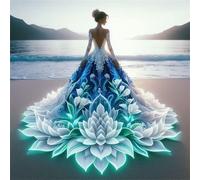 Beach Dresses Girls Diamond Art Kits for Adults,DIY 5D Square Full Drill Beautiful Diamond Painting Kits for Beginner,Gem Art Diamond Dots Embroidery Painting Kit for Home Wall Decor 16x16 inch