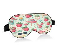 Beach Drinks Hat Cute Strawberry Sleep Mask Soft Cooling Eye Masks for Sleeping with Elastic Strap Night Blindfold for Women Men Travel
