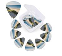 Beach Dunes Guitar Picks 12 Pack with Organizer Box, 0.46 0.71 0.96 mm Includes Thin Medium Heavy Thickness,Abstract Guitar Pick Plectrums for Electric Guitar Ukulele Bass