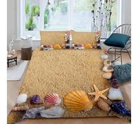 Beach Duvet Cover Single Ocean Bedding Quilt Cover 2 Pcs, 3D Seaside Coast Print Reversible Bedding Set Ultra Soft Brushed Microfiber Bed Set Bedroom Decor, 1 Pillowcase k2401