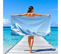 Beach Essentials Simple Beach Towel Soft Lines Snow Mountain,Compact Super Absorbent Adults & Kids Shower Towel 150x80(59×31in),Blue White