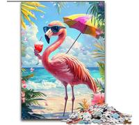 Beach Flamingo Adult Jigsaw Puzzles 1000 Pieces, Staycation Kill Time Every Piece Is Unique - Challenging Family Fun Game (size 50x75cm)