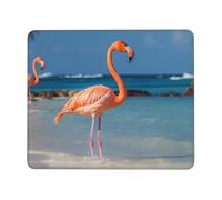 Beach Flamingo Mouse Pad with Anti-fray Stitching, Waterproof Gaming Mouse Mat for Women Men Non-Slip Rubber Base Computer Mousepad for Laptop Office Desk Accessories 10 x 12 inch